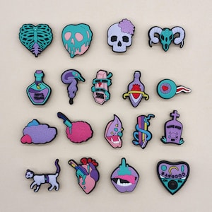 Pastel Goth Shoe Charms for Clogs, Spooky Halloween Set, gift for her