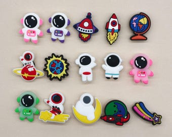 15PCS Space Shoe Charms Set, PVC Astronaut Rocket Planet Charms for Clogs Sandals
