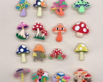 Glow Mushroom Shoe Charms Set, 16pcsPVC Luminous Shoe Accessories