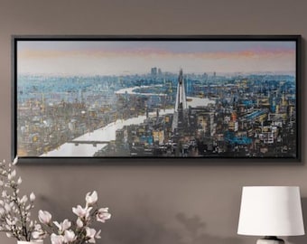 London Skyline Oil Painting – Contemporary Cityscape Wall Art (Ready to Hang)