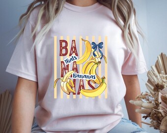 Retro Das ist Bananen SVG PNG, Kokette Blaue Schleife Banane Shirt Design, Trendige Frucht Ästhetische Sublimation