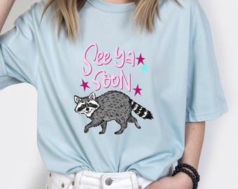 Waschbär bis bald Sublimationsdesign, niedliches Tier Clipart, digitaler Download für T-Shirts, lustiges Waschbär PNG, DIY Craft Projekt
