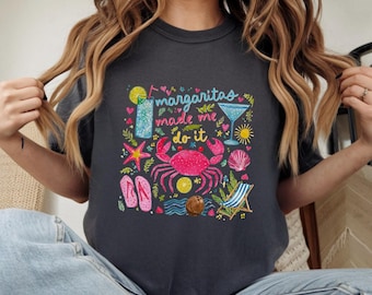 Margaritas Made Me Do It SVG, Sommer-Strandkrabbe PNG, Tropischer Cocktail Sublimationsdesign, Lustiger Urlaub Clipart