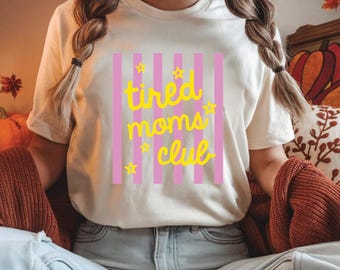 Müde Mütter Club SVG, Retro Mom PNG, lustiges Mutterleben digitaler Download, Pastell Mutterschaft Sublimation Design, Mama Cut Datei für Cricut
