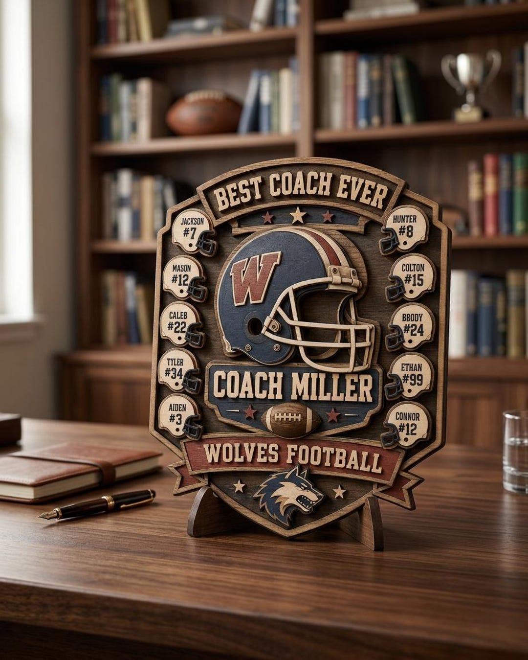 Personalized Football Coach Wooden Sign, Custom Team Keepsake, Player ...