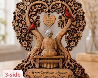 Personalized Memorial Cardinal Table Block, In Loving Memory Gift, Sympathy Keepsake For Loss Of Mom Dad