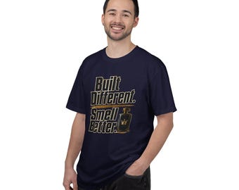 Built Different Smell Better T-Shirt | Cologne Bottle Graphic