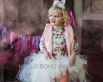 Pig -Handmade Faux Fur Bright Pink Coral Costume - Halloween - Made to order - Handmade in the USA -Girls - Farm - Dress Up - Birthday