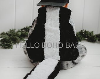 Skunk Handmade Faux Fur Costume - Halloween - Made to order - Handmade in the USA -Girls - Boys - Fall - Dress Up - Woodland - Birthday
