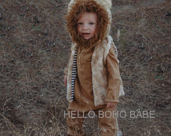 Lion - Handmade Faux Fur Costume - Halloween - Made to order - Handmade in the USA -Girls - Boys - Fall - Dress Up - Woodland - Birthday