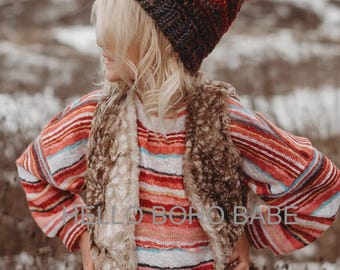 Handmade Sunset Stripe Sweater: Boho Girls Fashion - Country Girl Style