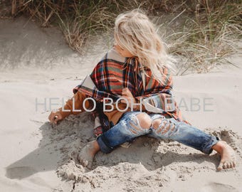 Handmade Poncho - Calypso - Light Weight - Made to order - Handmade in the USA -Girls - Boys - Fall - Beach - Blanket - Jacket - Spring