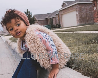 Handmade Faux Fur Vest - Giana - Llama Inspired - Made to order - Handmade in the USA -Girls - Fall - Beach - Jacket - Fall