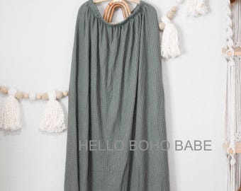 Handmade Waffle Knit Maxi Skirt: Bohemian Girls Style, Made in USA