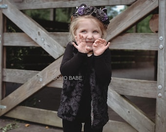Black Cat -Handmade Faux Fur Costume - Halloween - Made to order - Handmade in the USA -Girls - Boys - Fall - Dress Up - Jacket - Birthday