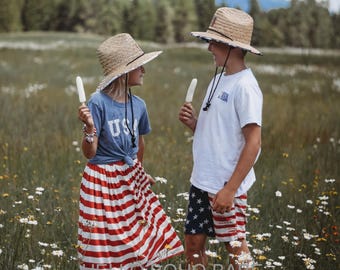 Handmade Red + White Stripe Maxi Skirt - Made to order - Handmade in the USA - Girls - Fall - Beach - Swing - Christmas - 4th Of July