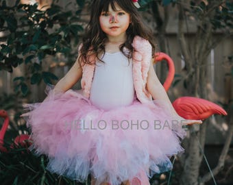 Flamingo Handmade Faux Fur Costume - Halloween - Made to order - Handmade in the USA -Girls - Boys - Fall - Dress Up - Zoo - Birthday