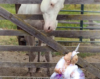 Unicorn -Handmade Faux Fur White Costume - Halloween - Made to order - Handmade in the USA -Girls - Fall - Dress Up - Magical - Birthday