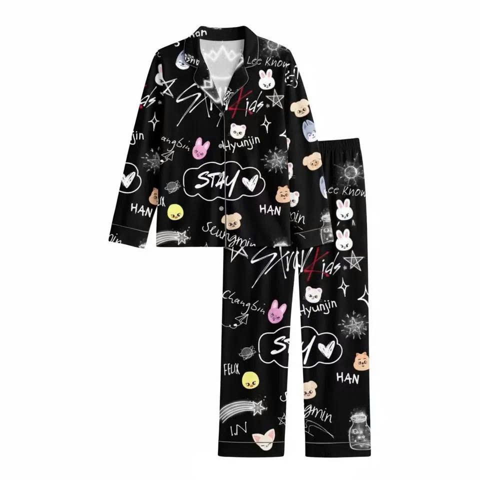 Skzcode Pajamas Stray Kids SKZOO Pajamas Set, Kpop Stay Silk Satin Sleepwear, Eco ...