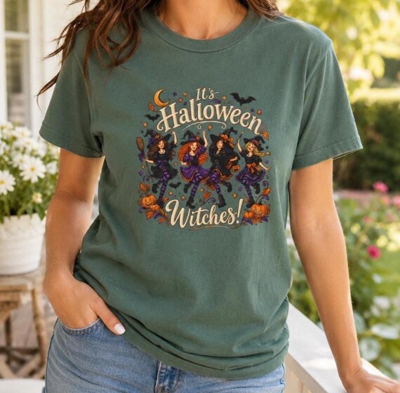 Dancing Witches Halloween Tee, Spooky Season Graphic Shirt (Comfort Colors)