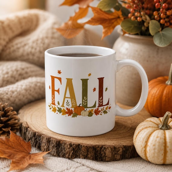 Fall Pumpkin Coffee Cup | Rustic Autumn Mug | Cozy Autumn Host Gift
