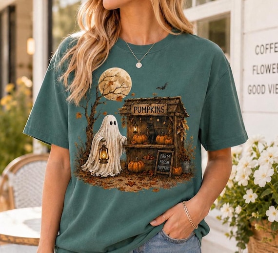 Ghost Halloween T-shirt | Cozy Fall Crewneck | Spooky Season Shirt | Pumpkin Autumn Shirt