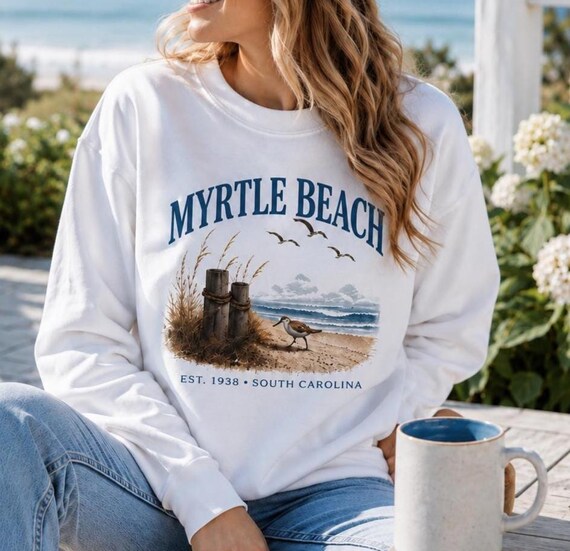 Myrtle Beach Sweatshirt, South Carolina Coastal Crewneck, Beach Vacation Shirt