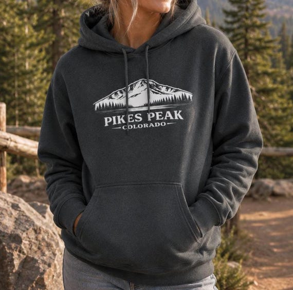 Pikes Peak Colorado Hoodie, Mountain Hiking Sweatshirt, Rocky Mountain Outdoor Gift