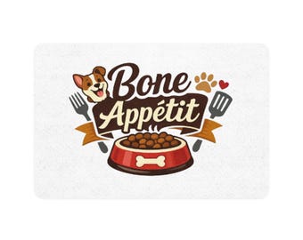 Bone Appétit Pet Food Mat | Dog Bowl Illustration, 12x18