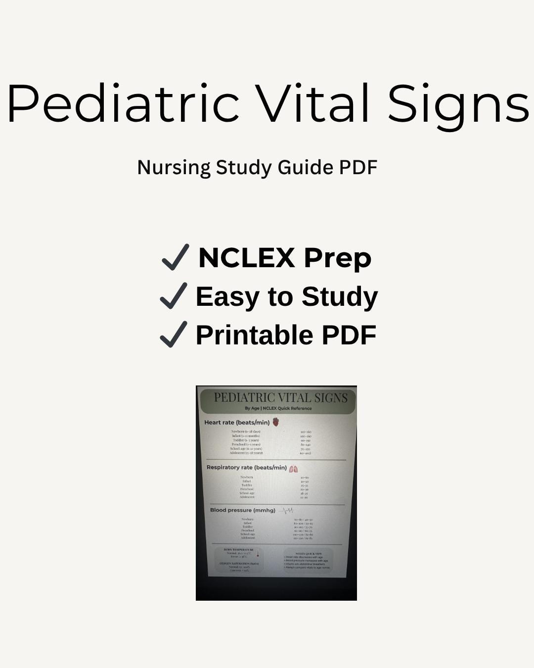 Pediatric Vital Signs Nursing Study Guide | NCLEX Prep PDF - Etsy