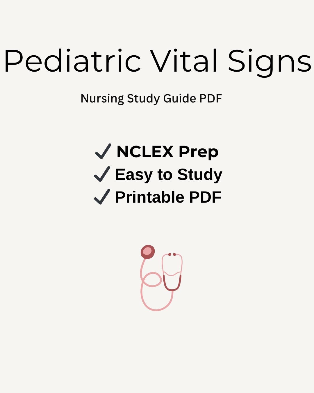 Pediatric Vital Signs Nursing Study Guide | NCLEX Prep PDF - Etsy