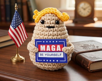 Crochet MAGA Plush, Emotional Support Poop, Funny Desk Buddy, Handmade Political Gift, Mini Plush or Heart Keychain