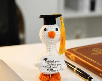 Graduation Gift Crochet Decor, Handmade Penguin Duck Avocado Cucumber Figurine, Positive Desk Decor for Students