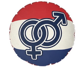Globo con símbolos entrelazados masculinos y femeninos de 11 pulgadas.