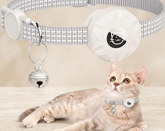 Collare per gatti Apple AirTag riflettente con campanellino / Supporto GPS di sicurezza con sgancio rapido