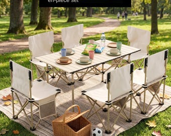 Juego de mesa plegable de aluminio para rollos de huevo, muebles de camping plegables, equipo ligero para picnic al aire libre.