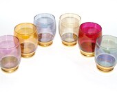 Alcohol color Arlequín retro gafas oro dorado, conjunto de seis Mad Men de los años 50