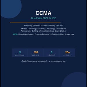 CCMA Exam Prep Guide | NHA CCMA Übungsfragen, Spickzettel, Studienplan (Digitaler Download)