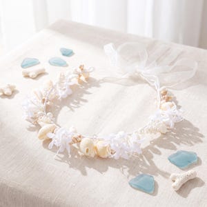 Natural Seashell Headpiece, Mermaid Crown, Beach Wedding Hair Wreath, Ocean Goddess Shell Halo, Coastal Boho Hair Accessory