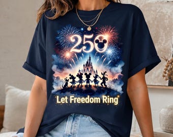 Comfort kleuren Disney Mickey 250 shirt, Let Freedom Ring patriottisch T-shirt, Fourth Of July T-shirt sweatshirt familiecadeau