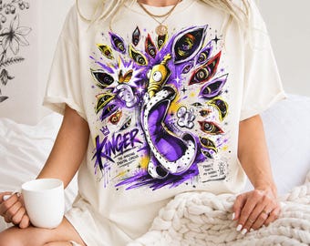 Comfort Colors The Amazing Digital Circus シャツ、Kinger グラフィック T シャツ、TADC キャラクター シャツ、パープル ネオン ファン ギフト（彼女向け）