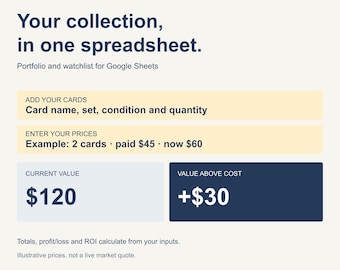 Pokemon TCG Price Tracker Spreadsheet | MTG Yu-Gi-Oh Card Collection Value Calculator | Google Sheets Excel