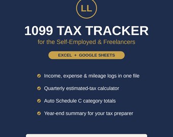 1099 Tax Tracker Tabelle | Selbstständiges Freelancer Einnahmen & Ausgaben Buch | Viertelweise geschätzter Steuerrechner | Excel, Google Sheets