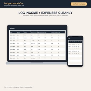 Booth Rent Break-Even Calculator and Tracker, Salon Chair Rental Spreadsheet | Income, Tips, Rent | Excel + Google Sheets image 5