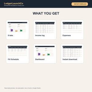 Strumento di monitoraggio delle entrate e delle uscite per lash technician, foglio di calcolo per l'attività di extension ciglia / Clienti, ritocchi, forniture, mance / Excel + Fogli Google immagine 3