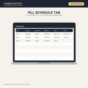 Strumento di monitoraggio delle entrate e delle uscite per lash technician, foglio di calcolo per l'attività di extension ciglia / Clienti, ritocchi, forniture, mance / Excel + Fogli Google immagine 4