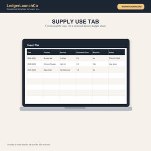 Nail Tech Income and Expense Tracker, Nagelstudio Tabelle | Kunden, Materialien, Standverleih, Tipps | Excel + Google Sheets Bild 4