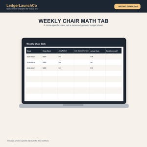Barber Chair Rental Income Tracker, Barber Shop Spreadsheet | Cuts, Tips, Chair Rent, Expenses | Excel + Google Sheets image 4