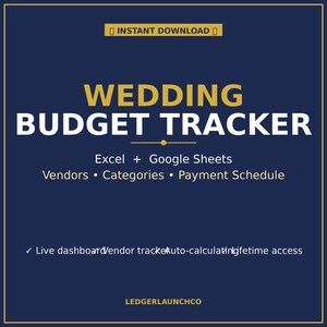 Wedding Budget Tracker Spreadsheet | Vendor + Cost Tracking | Excel, Google Sheets (Instant Download)