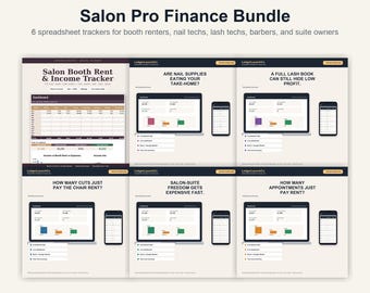 Salon Pro Finance Bundle, Booth Rent Tracker, Nail Tech Lash Tech Barber Spreadsheet, Salon Suite Break-Even, Excel + Google Sheets